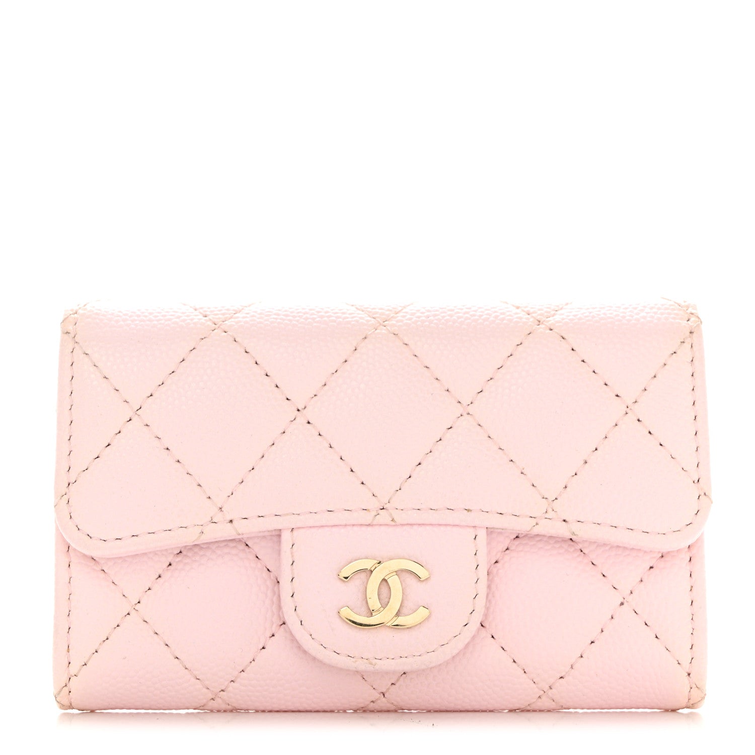 Chanel Caviar Quilted Flap Card Holder Wallet Light Pink 1 of 9