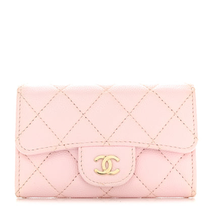 Chanel Caviar Quilted Flap Card Holder Wallet Light Pink 1 of 9