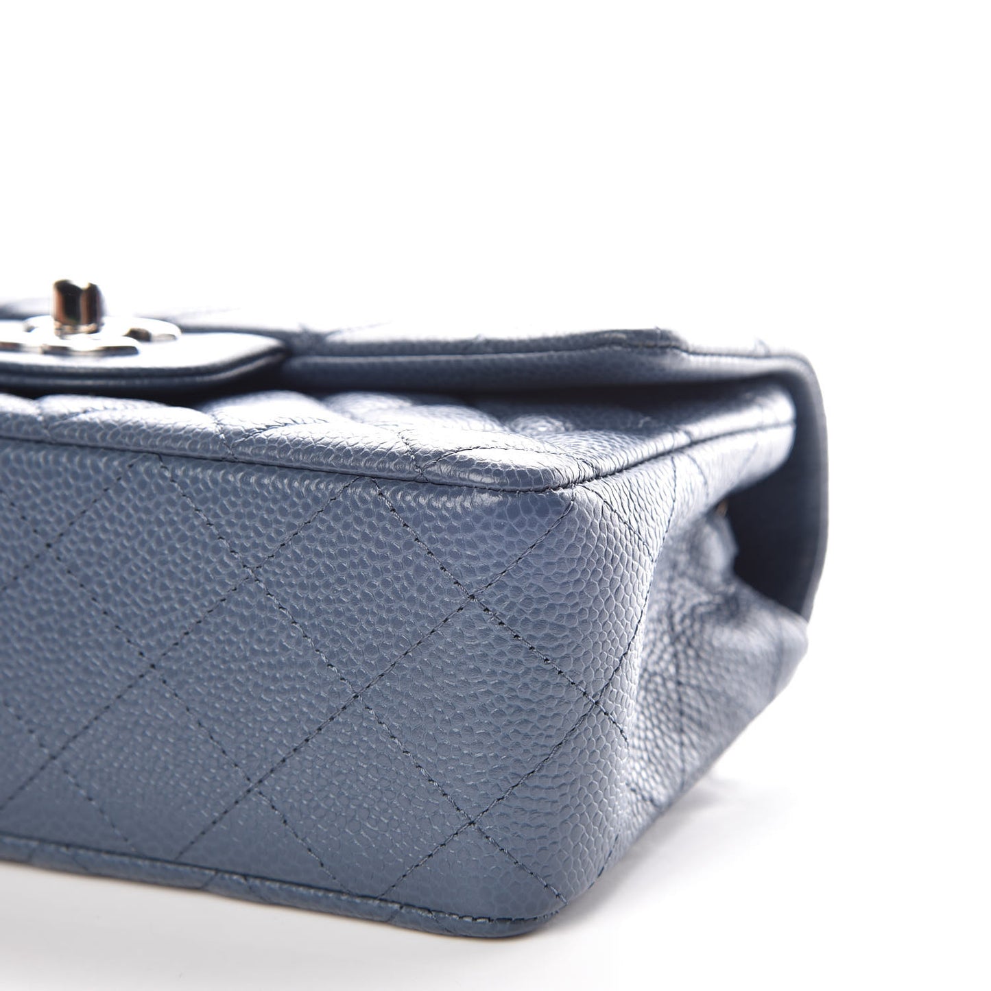 Caviar Quilted Mini Rectangular Flap Blue