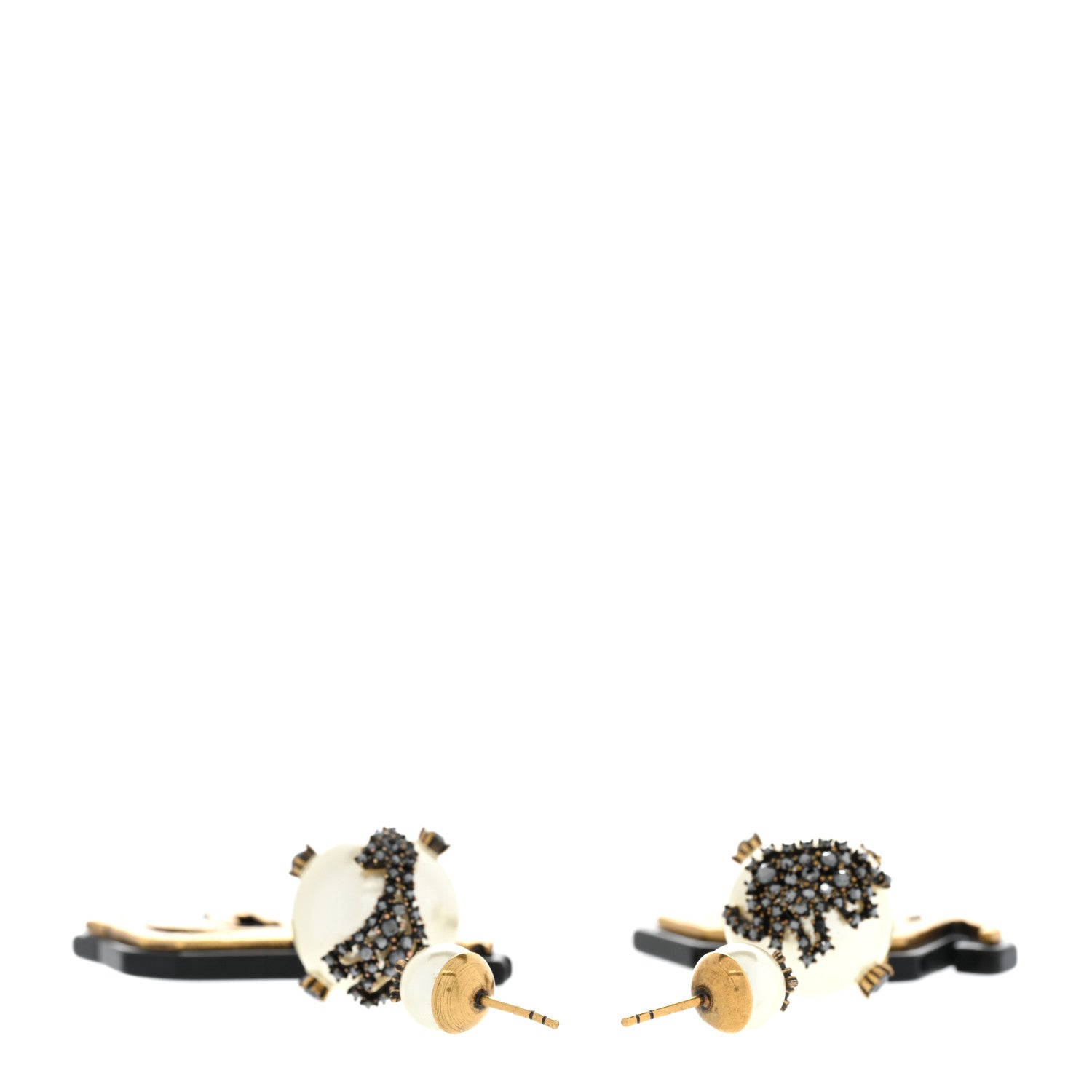 Christian Dior Metal Crystal Pearl Giraffe Elephant Earrings 3 of 5