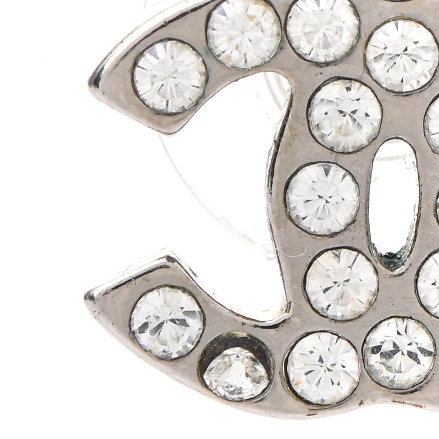 Chanel Crystal Mini Timeless CC Earrings Silver 5 of 6