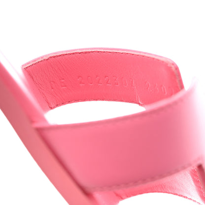Hermes Box Calfskin Oran Sandals 37 Rose Petale 7 of 8