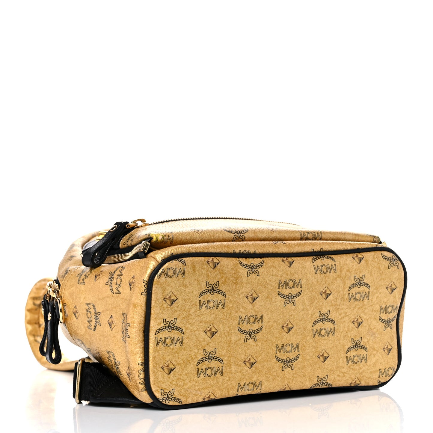 Metallic Visetos Studded Small Dual Stark Backpack Gold