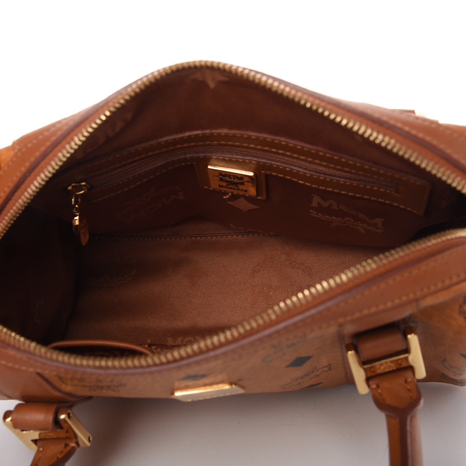 MCM Visetos Mini Boston Bag Cognac 5 of 13