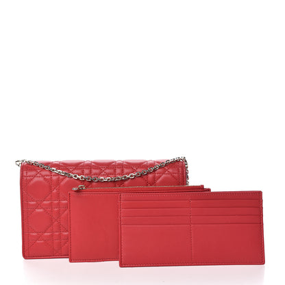 Christian Dior Lambskin Cannage Lady Dior Clutch Red 3 of 12