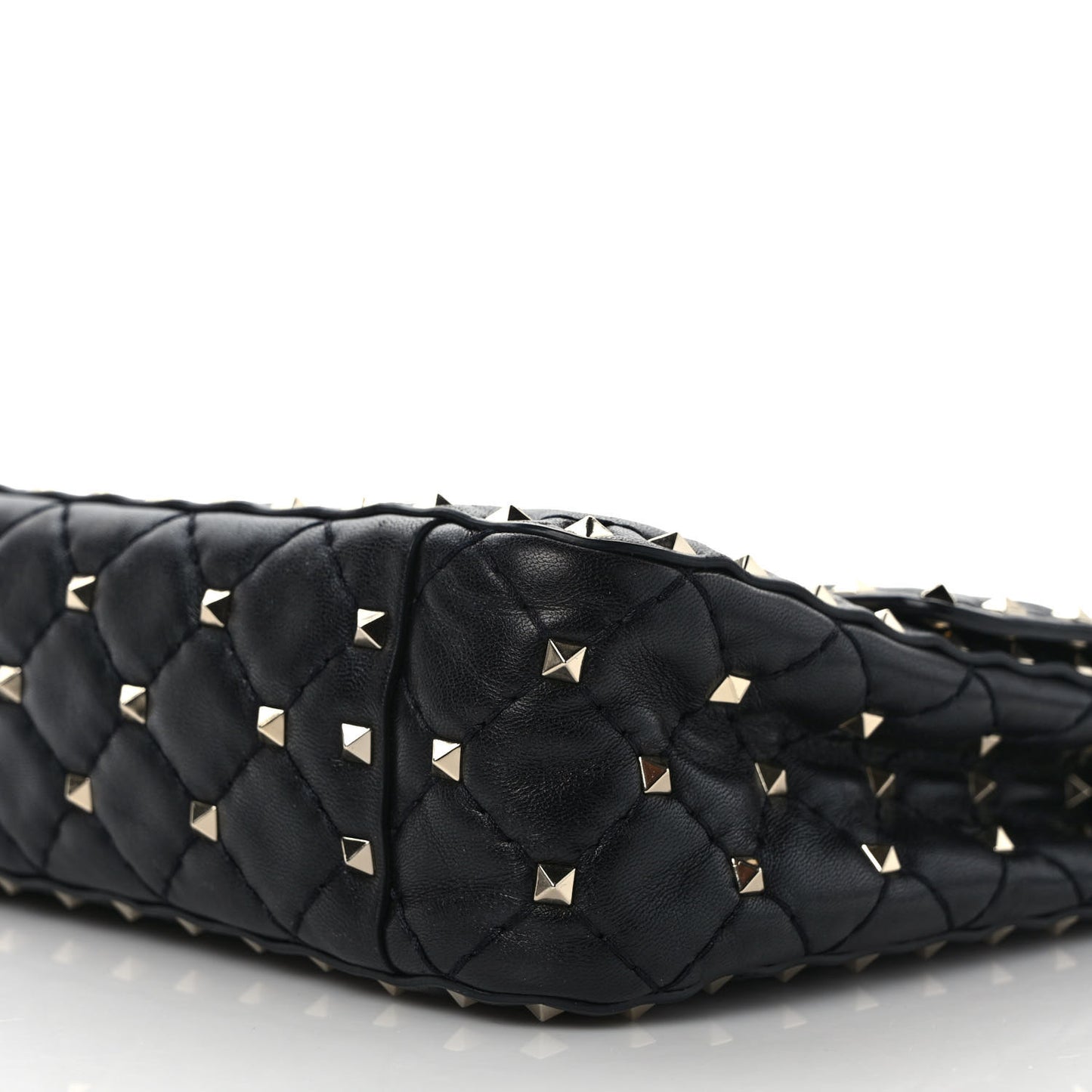 Lambskin Medium Rockstud Spike Shoulder Bag Black