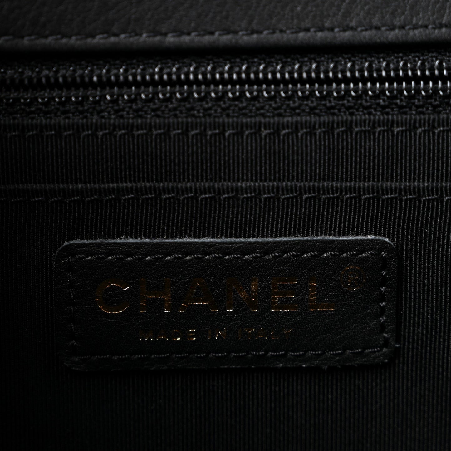 Calfskin Chevron Quilted Large Statement Flap Black