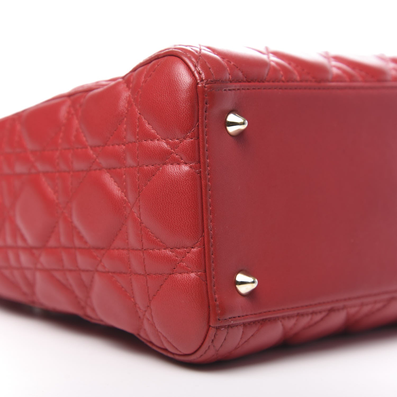 Christian Dior Lambskin Cannage Medium Lady Dior Red 9 of 12