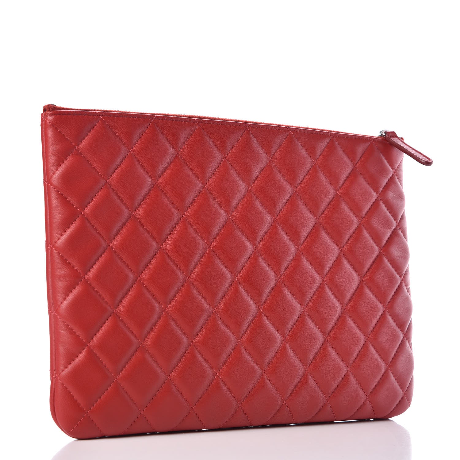 Chanel Lambskin Quilted Medium Cosmetic Case Red 3 of 10