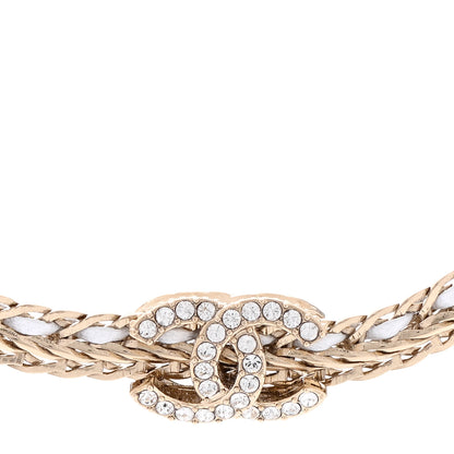 Chanel Metal Lambskin Crystal CC Choker Gold White 4 of 6
