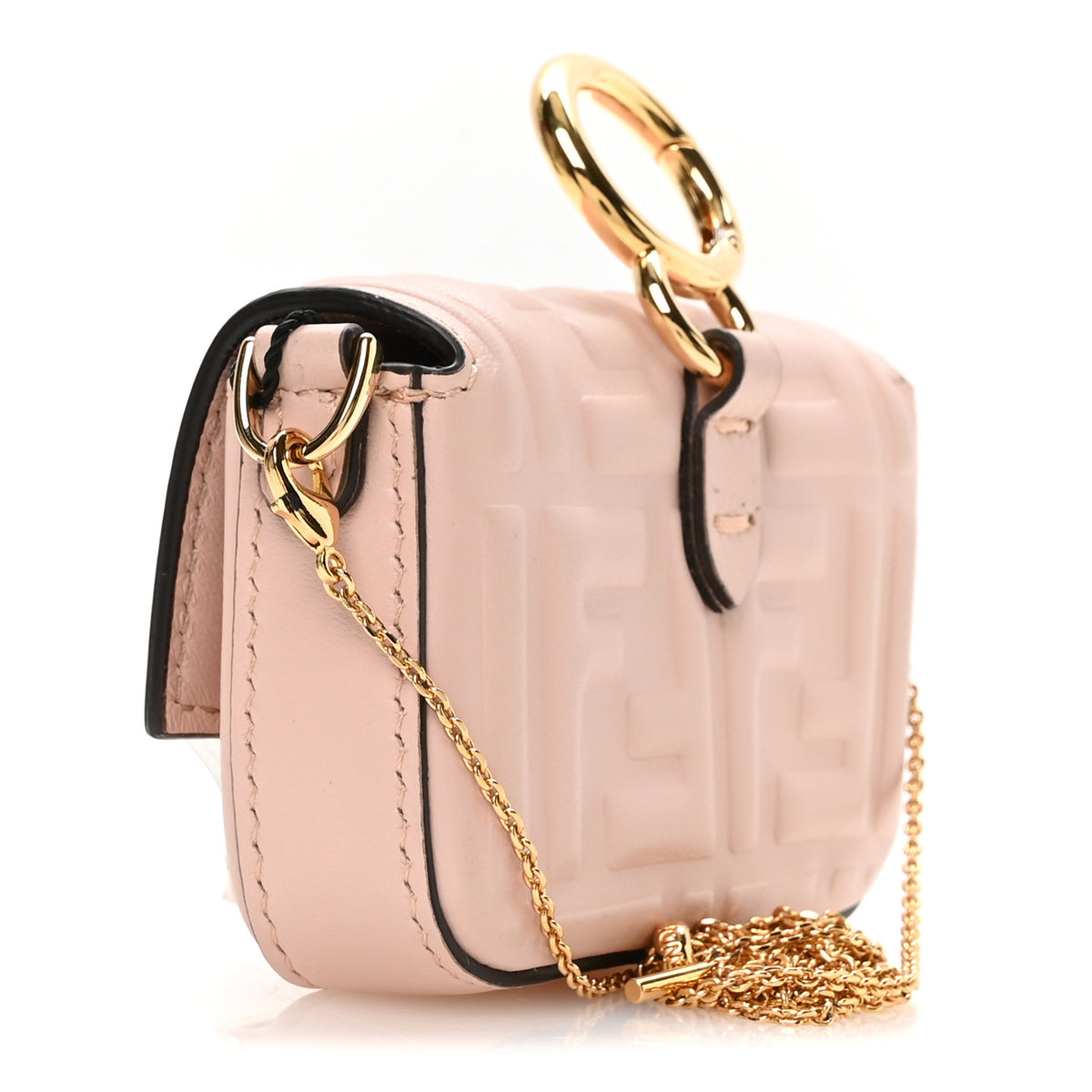 Nappa Matisse FF Embossed Nano Maxi Buckle Baguette Charm Rosa Quarzo