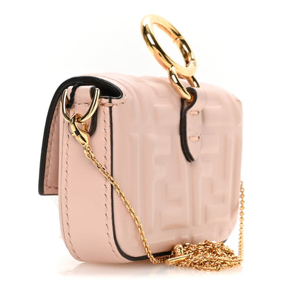 Fendi Nappa Matisse FF Embossed Nano Maxi Buckle Baguette Charm Rosa Quarzo 3 of 10