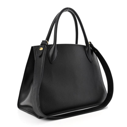 Prada Saffiano Cuir Calfskin Medium Monochrome Top Handle Tote Black 3 of 12