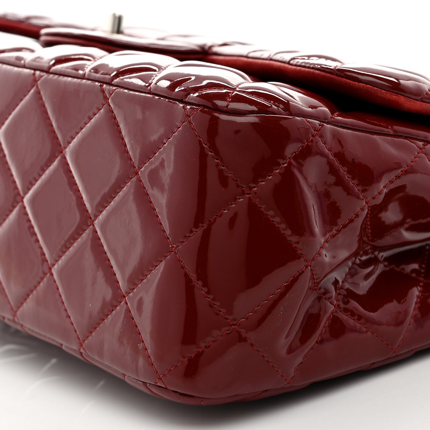 Patent Quilted Jumbo Double Flap Red