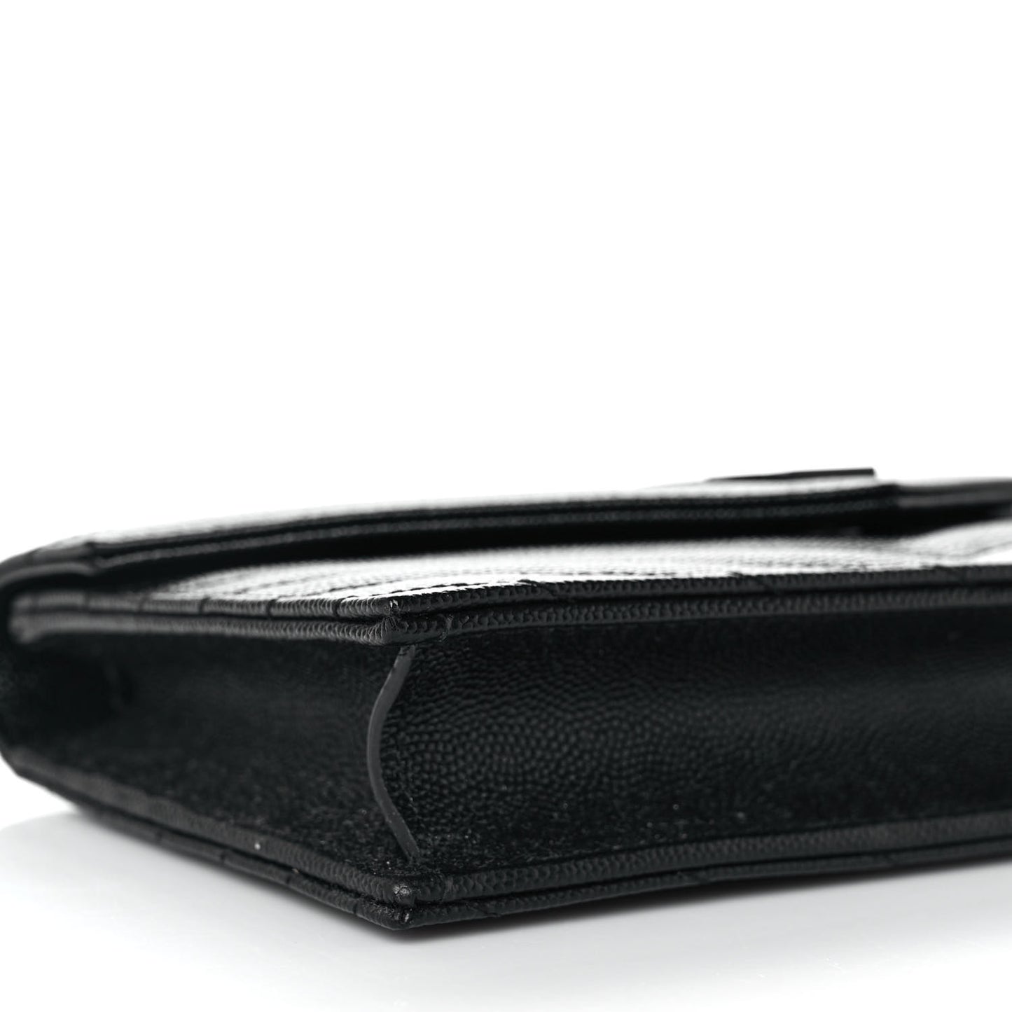 Grain De Poudre Matelasse Chevron Monogram Monochrome Envelope Chain Wallet Black