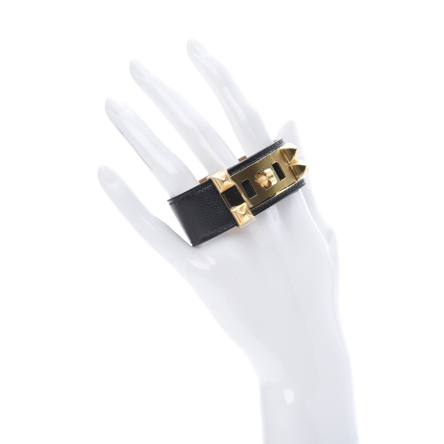 Hermes Madame Calfskin Collier de Chien 24 Bracelet T1 Black 2 of 6