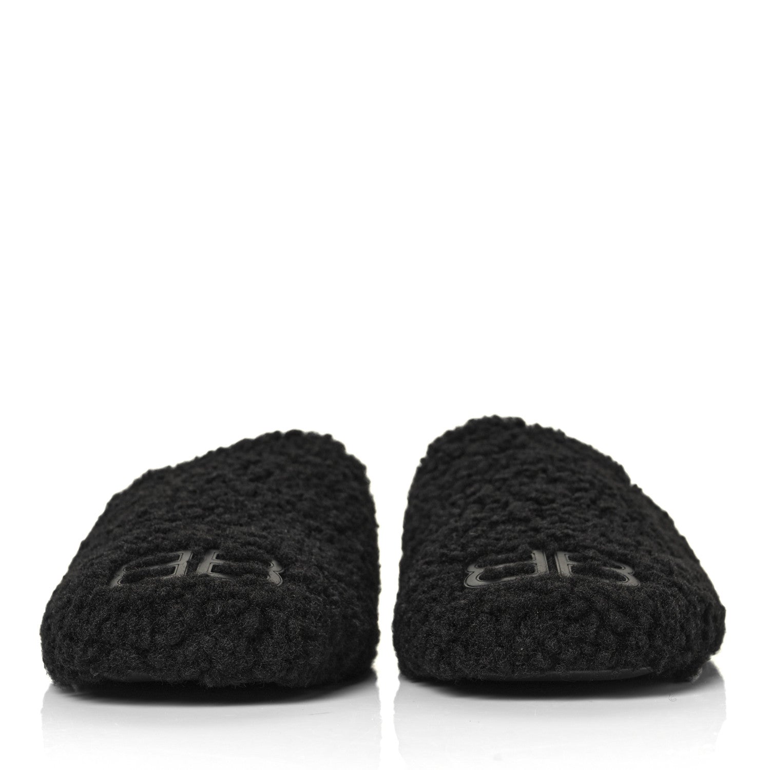 Balenciaga Faux Shearling Cosy BB Mules 39.5 Black 2 of 8