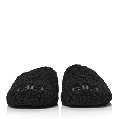 Balenciaga Faux Shearling Cosy BB Mules 39.5 Black 2 of 8