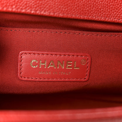 Chanel Caviar Chevron Quilted Medium Boy Flap Red 6 of 10