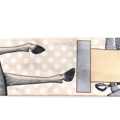 Hermes Silk Cavalier En Formes Twilly Beige Gris Terraco 3 of 3