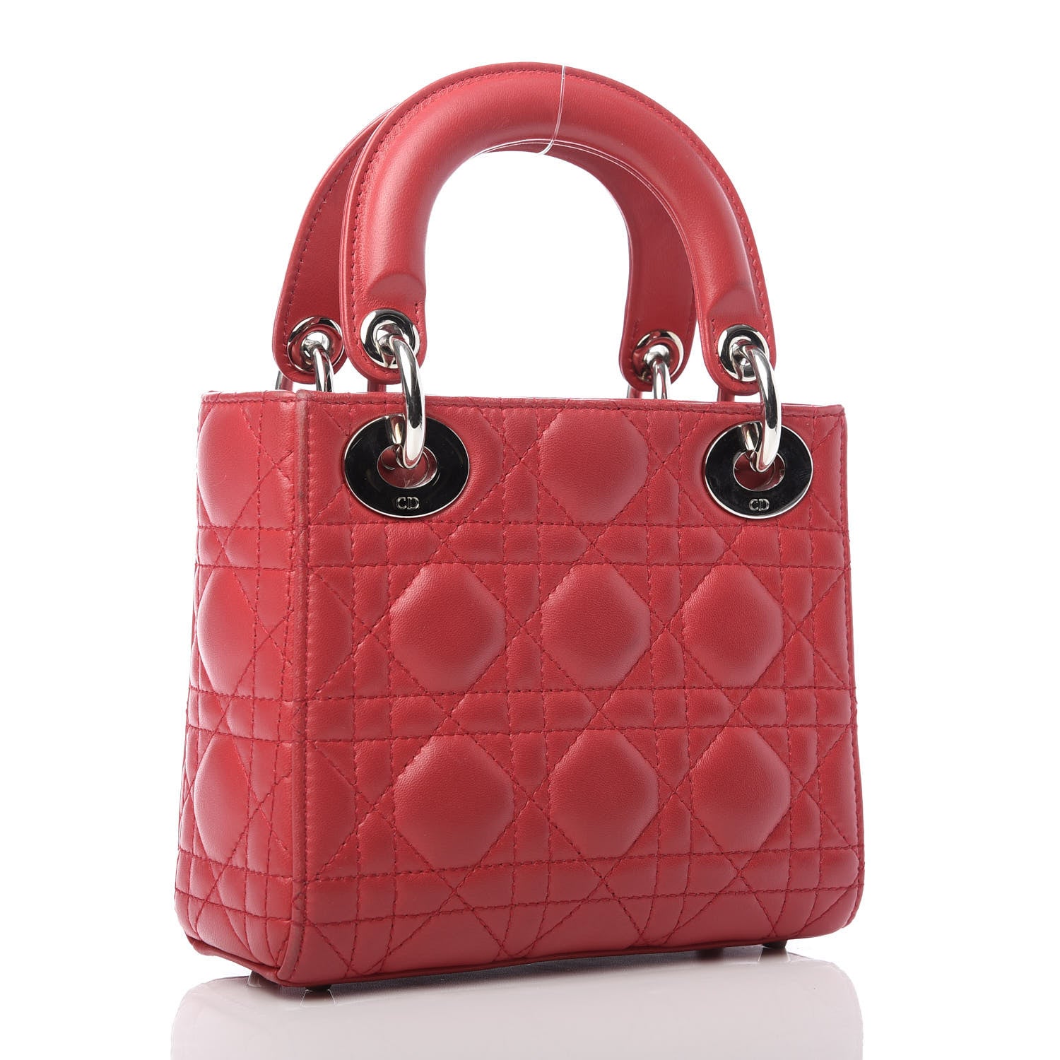 Christian Dior Lambskin Cannage Mini Lady Dior Red 3 of 11