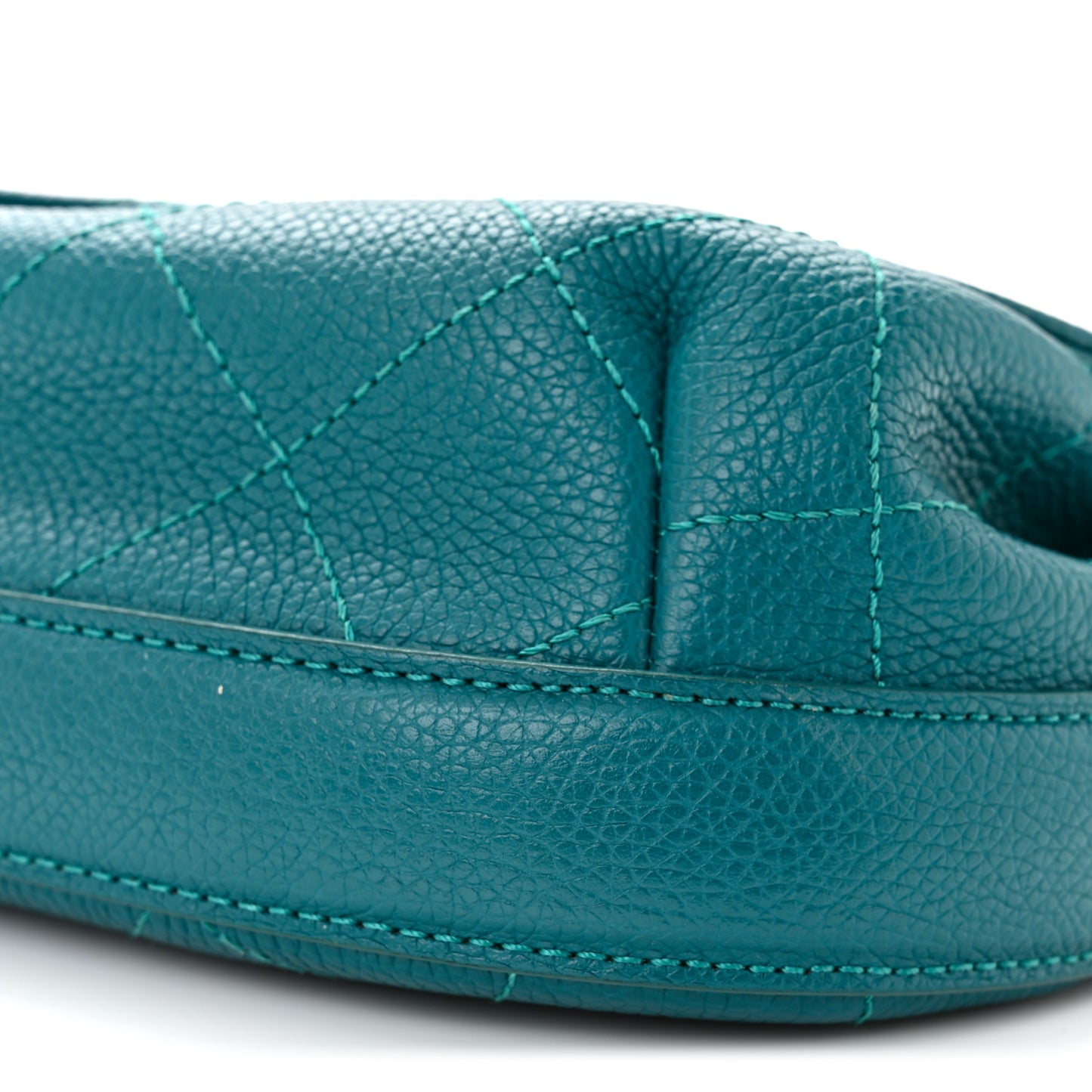 Grained Calfskin Stitched Small Messenger Flap Bag Teal
