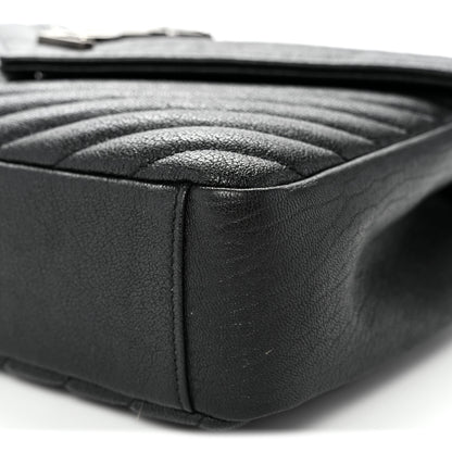 Saint Laurent Sheepskin Matelasse Chevron Monogram Medium College Bag Black 10 of 11