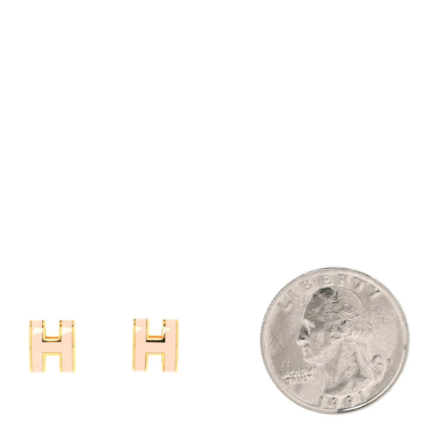 Gold Lacquered Mini Pop H Earrings Rose Dragee