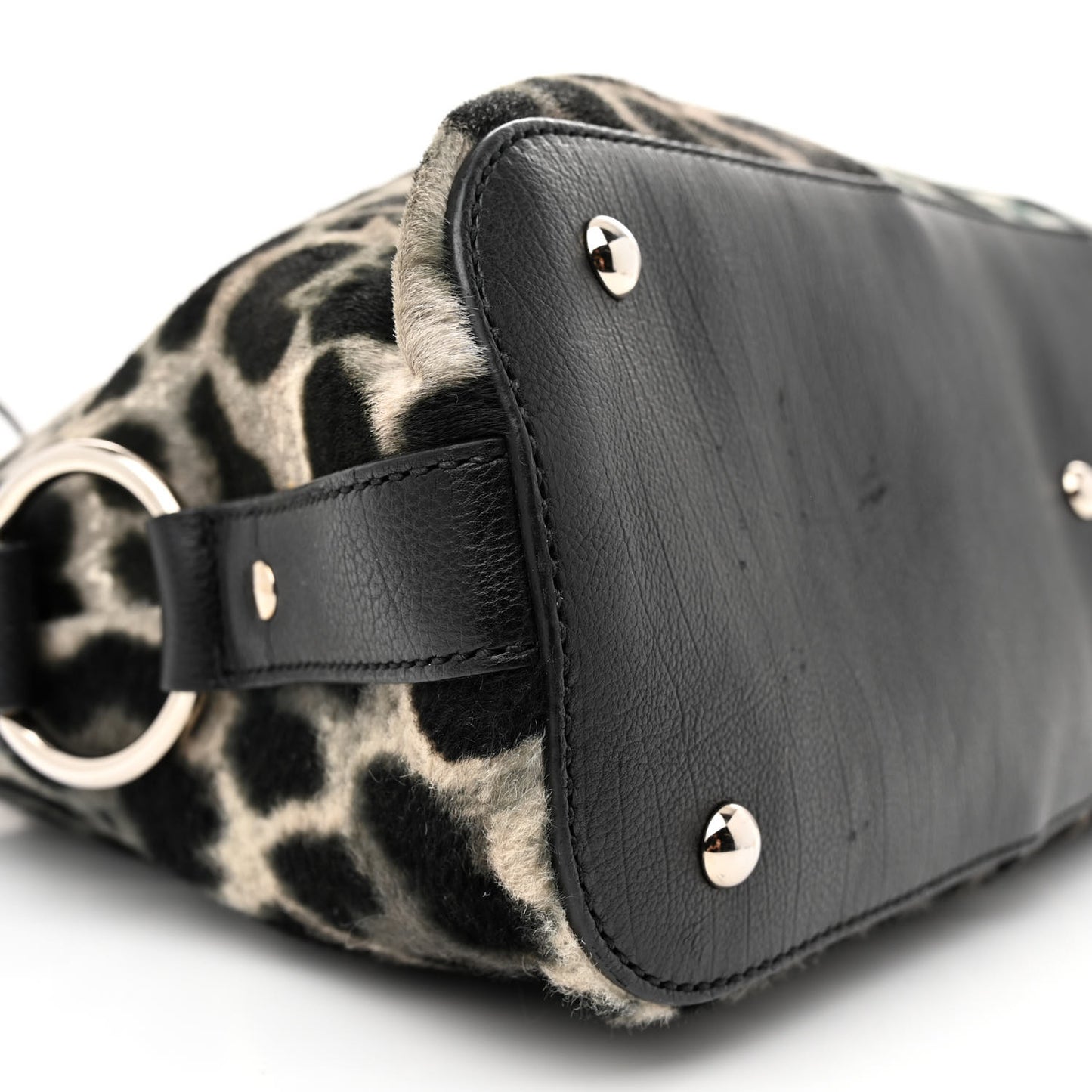 Calf Hair Leopard Print Large Muse Black
