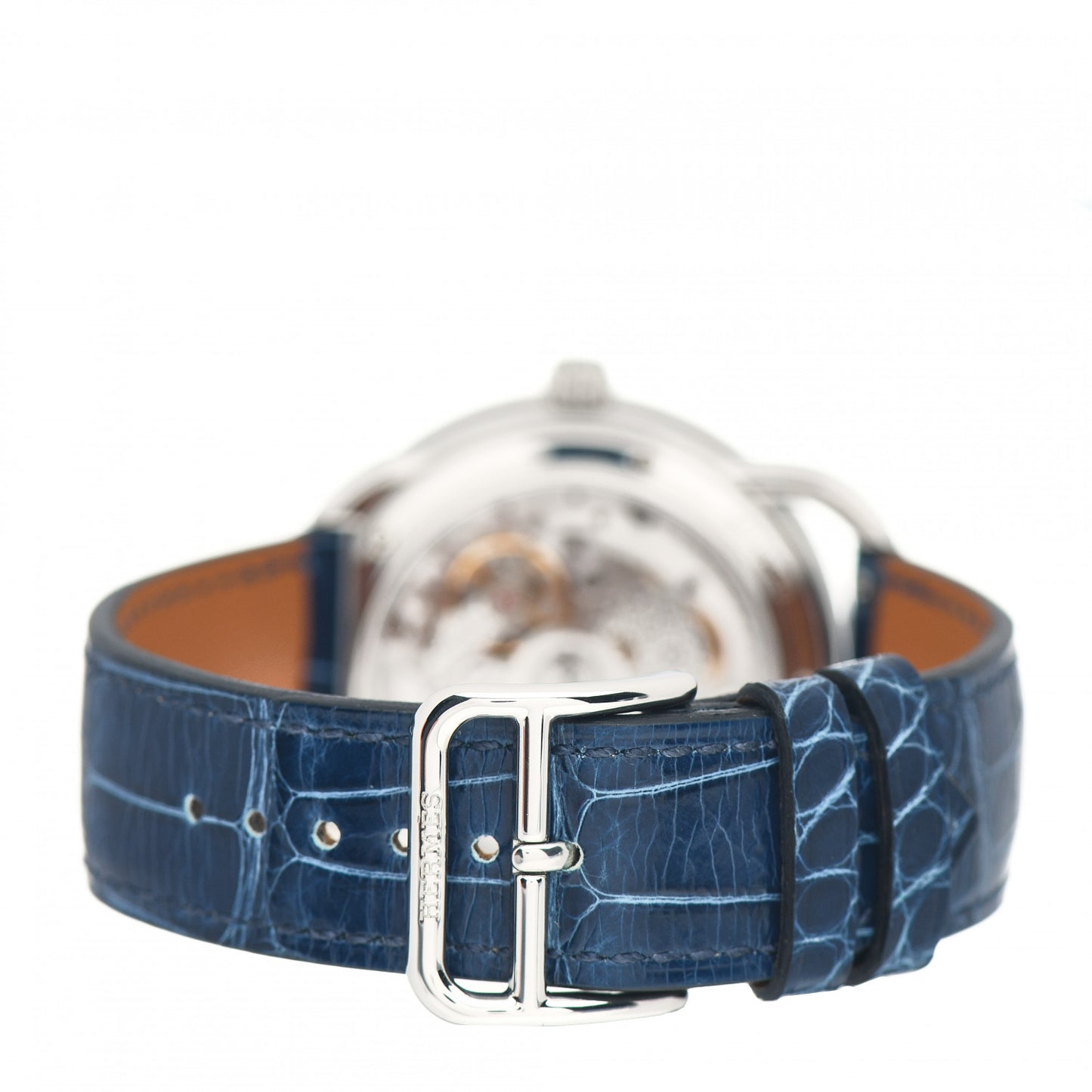 Stainless Steel Alligator Mother of Pearl 38mm Arceau Petite Lune Automatic Watch Bleu Saphir