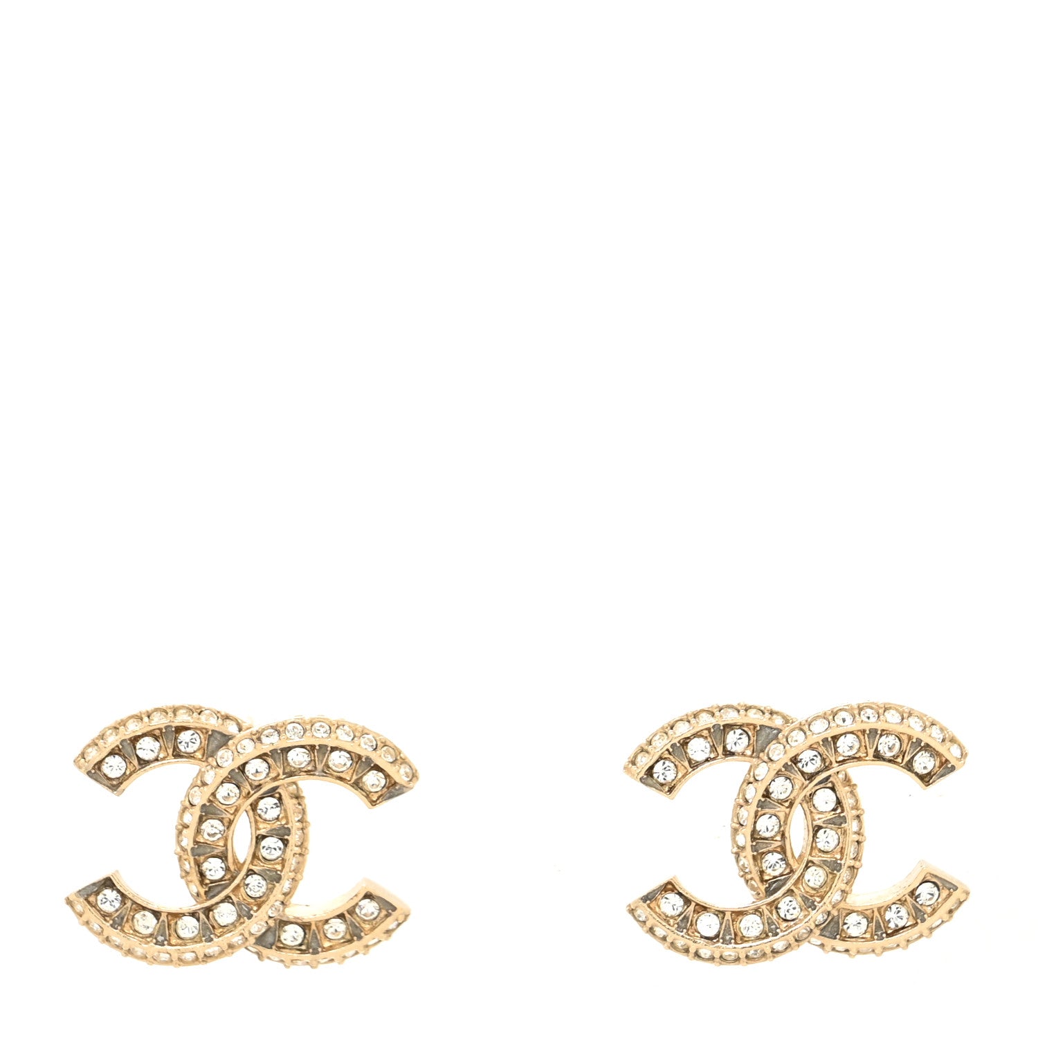 Chanel Crystal Timeless CC Earrings Light Gold 1 of 4