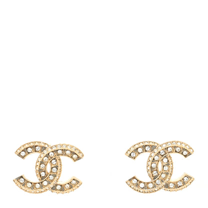 Chanel Crystal Timeless CC Earrings Light Gold 1 of 4