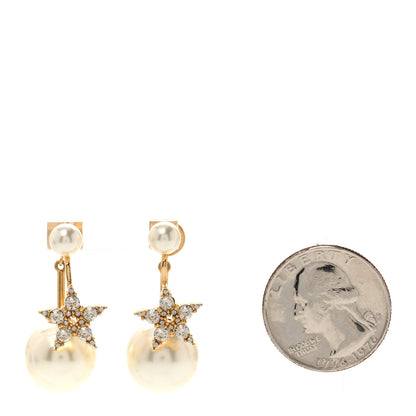 Christian Dior Pearl Crystal My ABCDior Tribales Etoile Star Earrings Gold 2 of 5