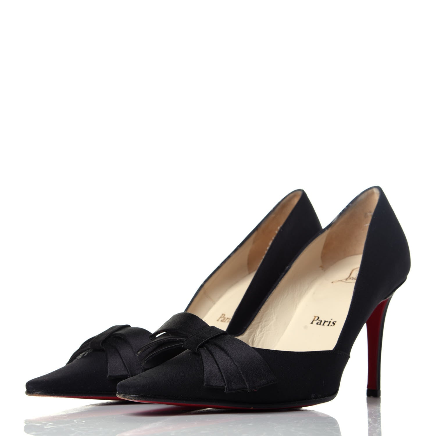 Christian Louboutin Satin Bow Pumps 37 Black 3 of 8