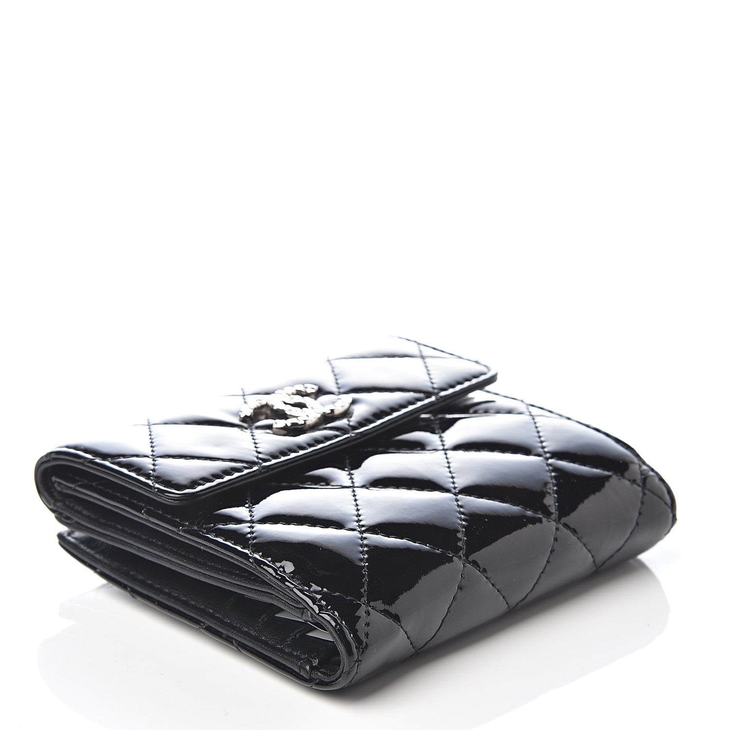 Chanel Patent Quilted Brilliant Compact Wallet Black 3 of 6
