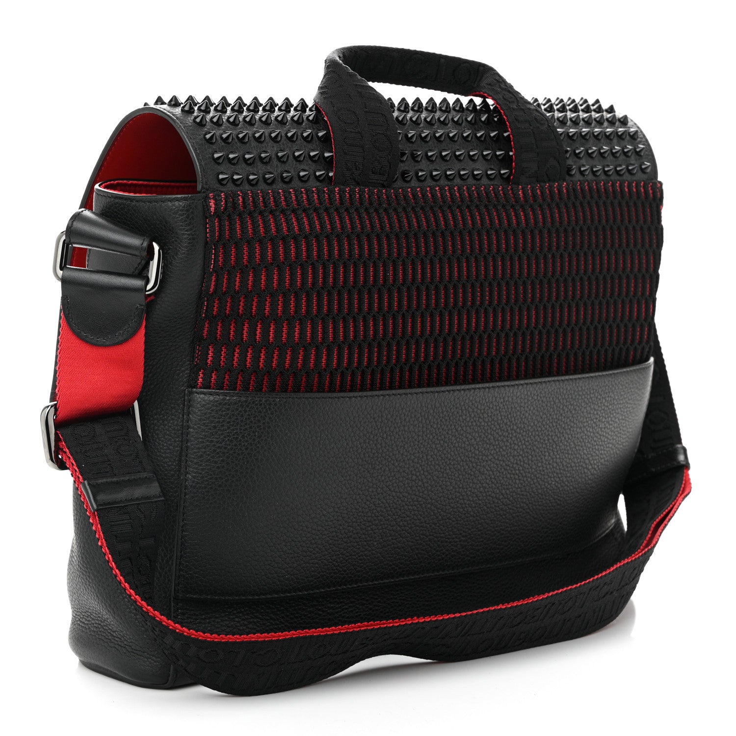 Christian Louboutin Calfskin Spikes Loubiclic Messenger Black 3 of 10