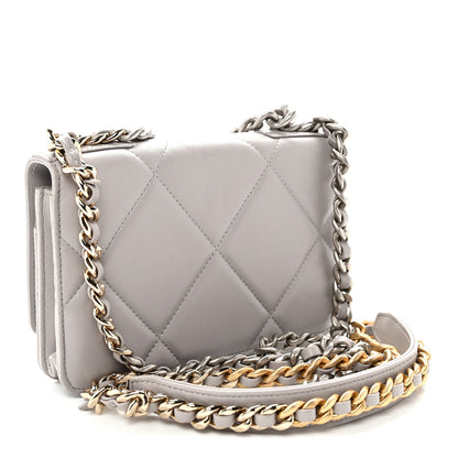 Chanel Lambskin Quilted Chanel 19 Wallet On Chain WOC Grey 3 of 11