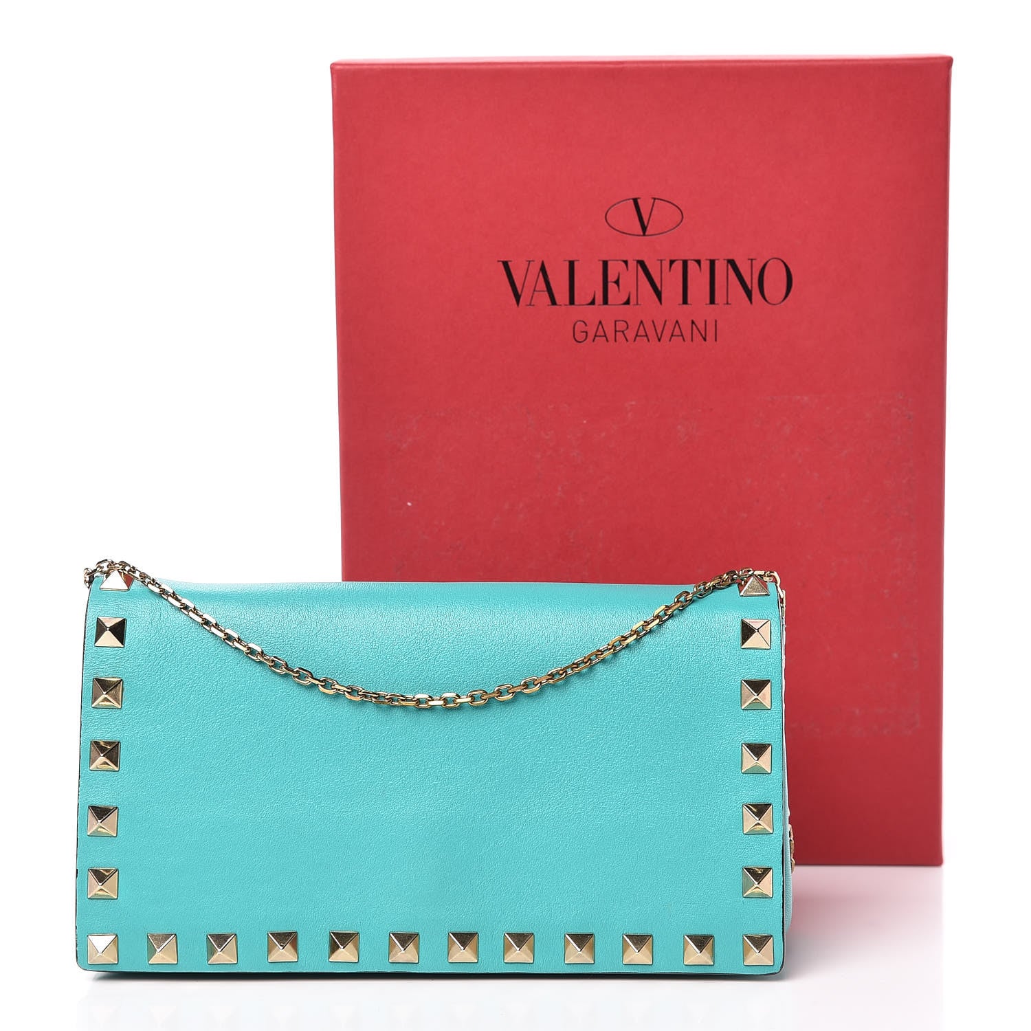 Valentino Garavani Vitello Small Rockstud Chain Flap Crossbody Bag Opaline Green 13 of 13