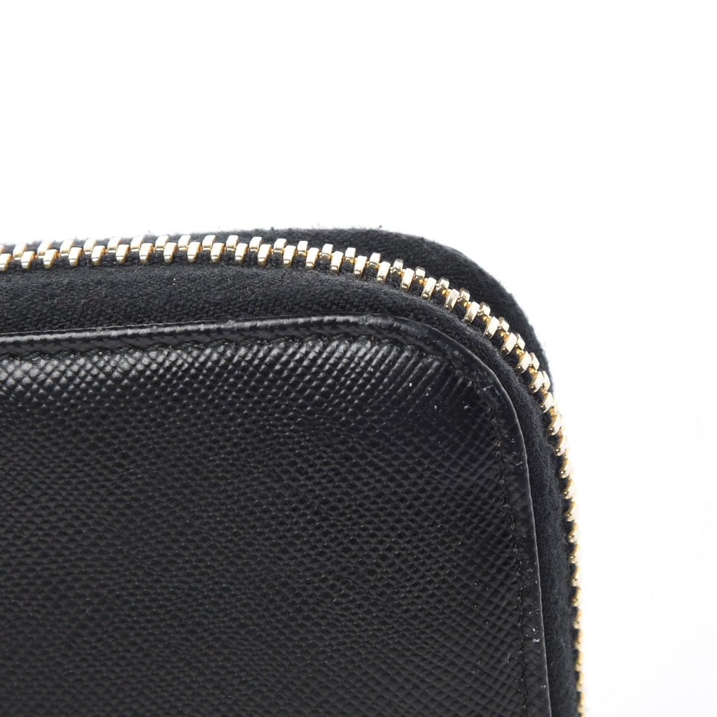 Saffiano Colour Zip Around Wallet Black Peonia