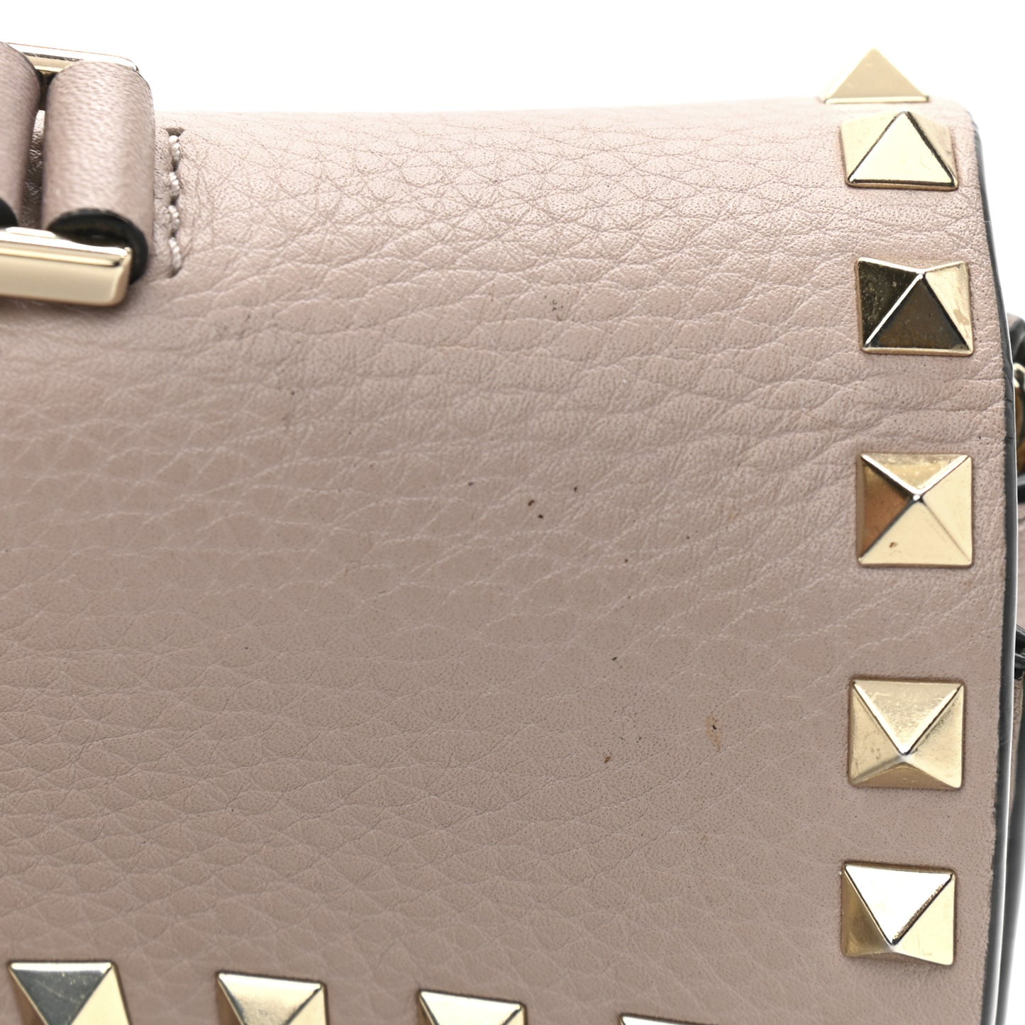 Pebbled Calfskin Small Rockstud Single Handle Flap Bag Poudre