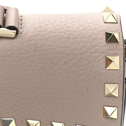 Valentino Garavani Pebbled Calfskin Small Rockstud Single Handle Flap Bag Poudre 11 of 14
