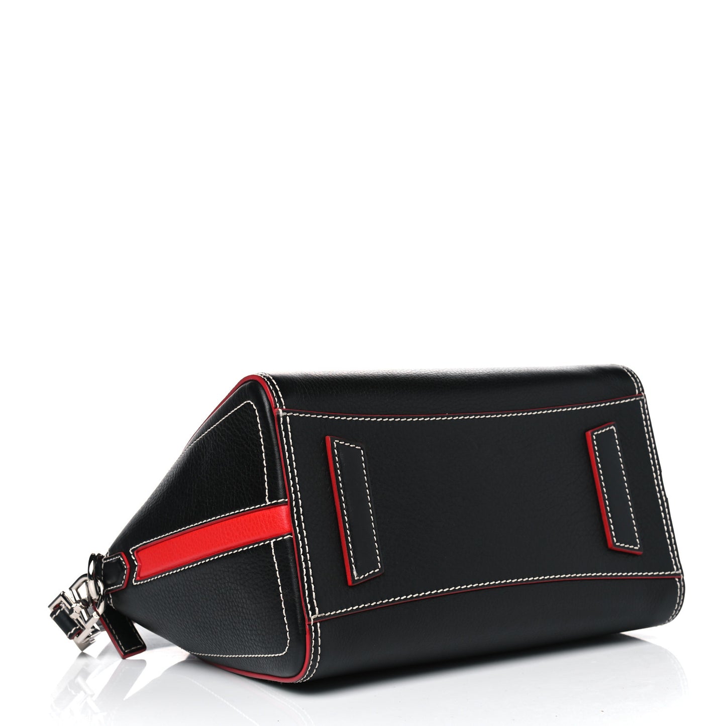 Calfskin Bi-Color Topstitch Small Antigona Black Red