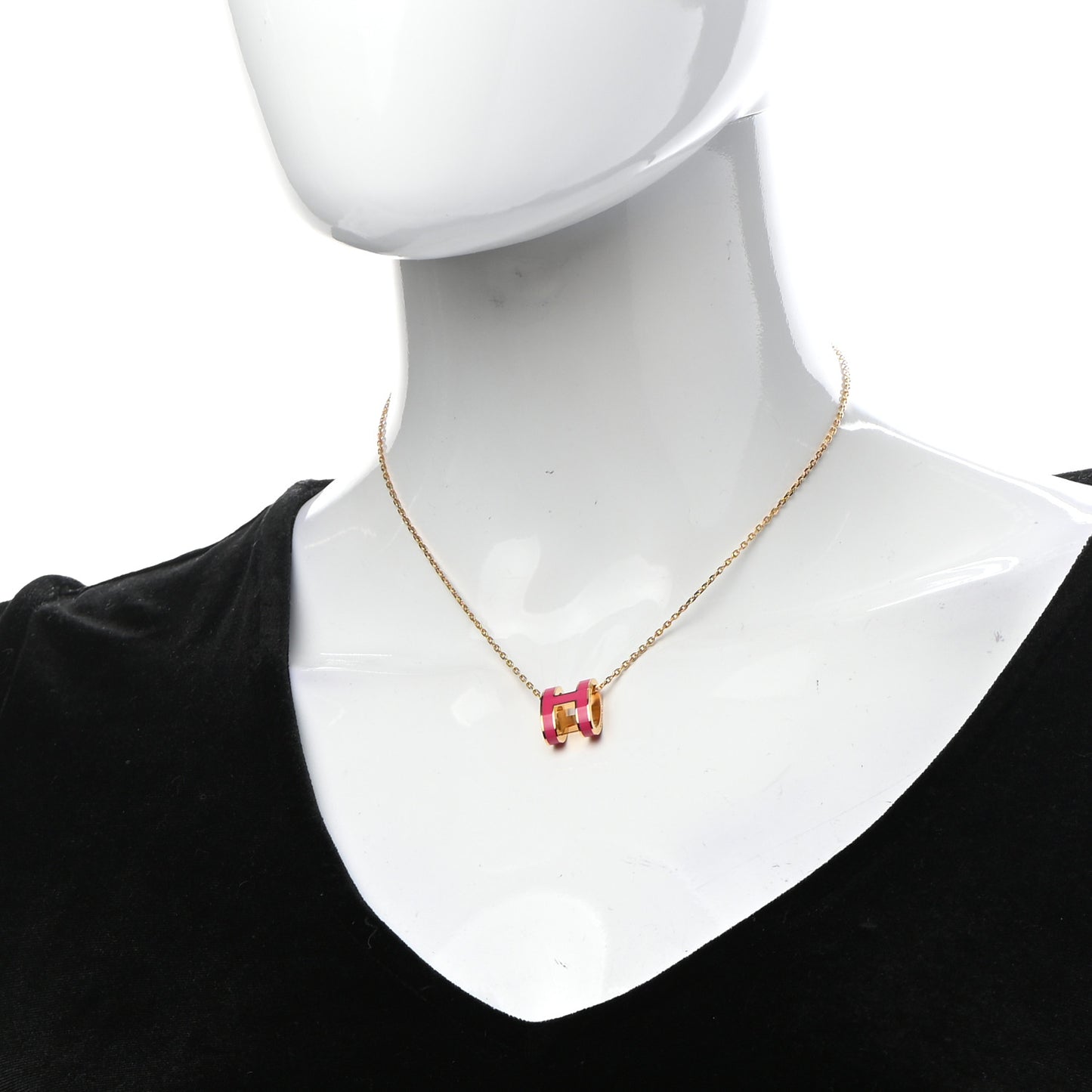 Lacquered Gold Pop H Pendant Necklace Rose Extreme