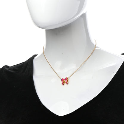Hermes Lacquered Gold Pop H Pendant Necklace Rose Extreme 2 of 7