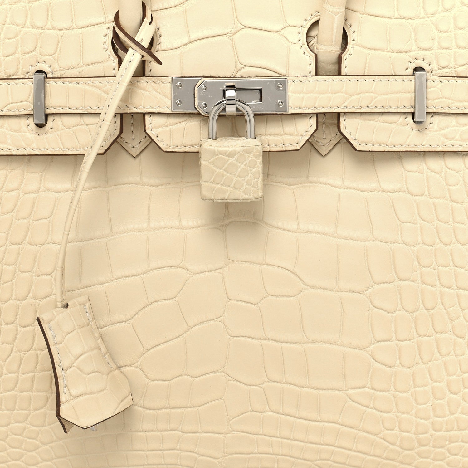Hermes Matte Alligator Birkin 25 Vanille 7 of 13