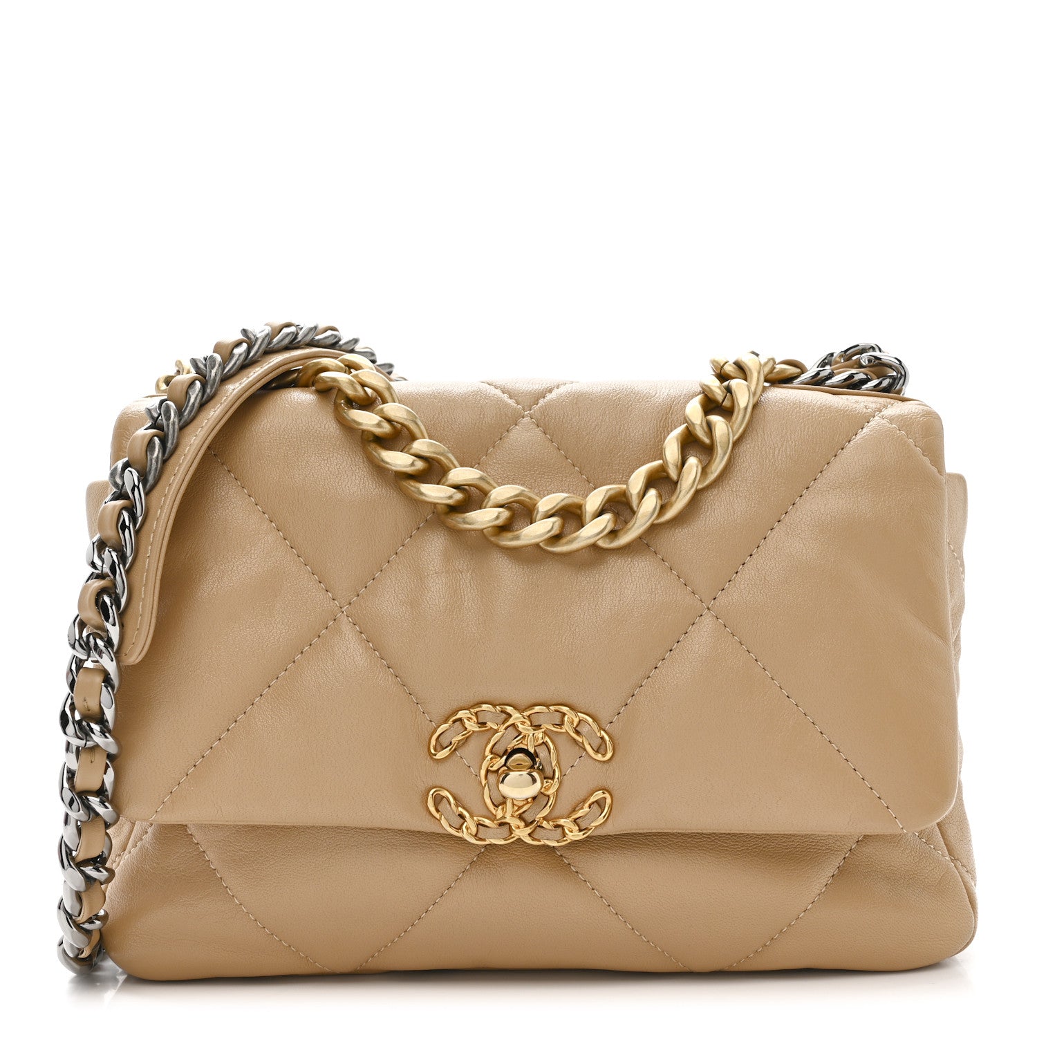 Chanel Goatskin Quilted Medium Chanel 19 Flap Dark Beige 1 of 10