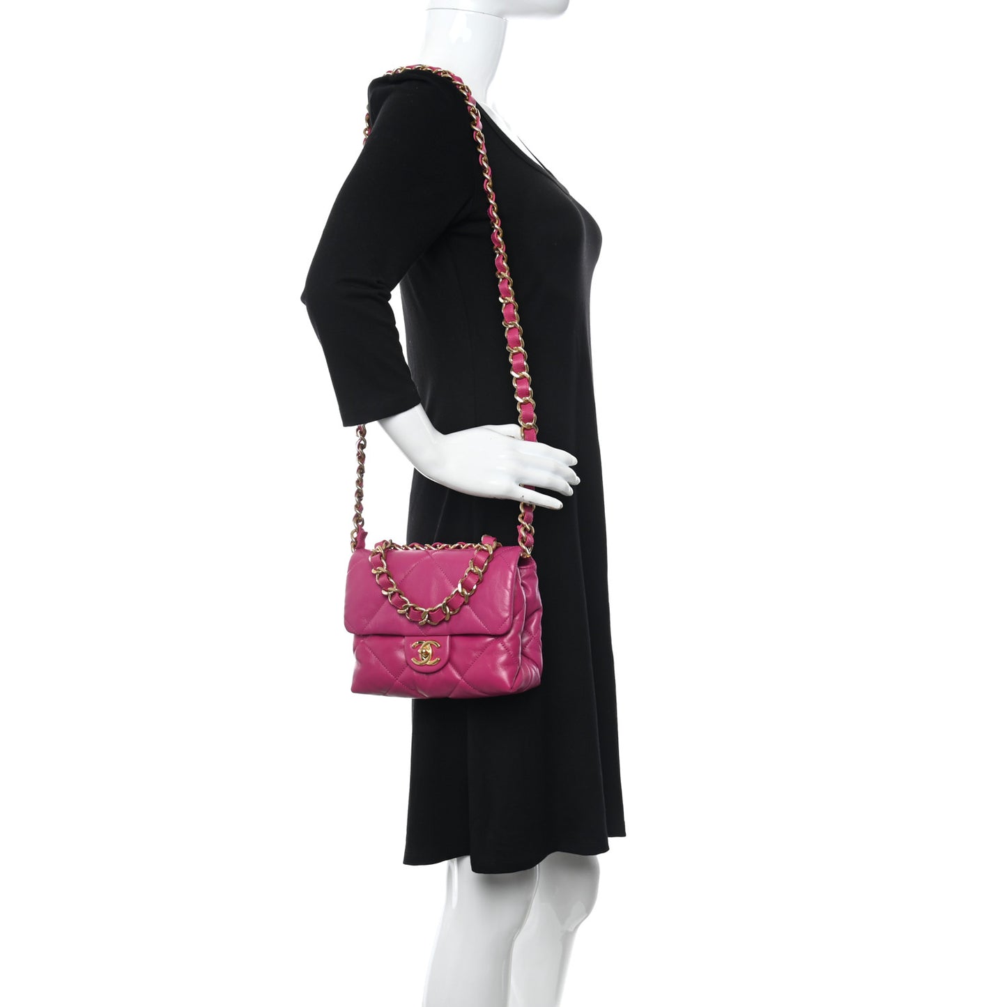 Lambskin Quilted Small Chain Top Handle Flap Pink