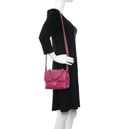 Chanel Lambskin Quilted Small Chain Top Handle Flap Pink 3 of 10