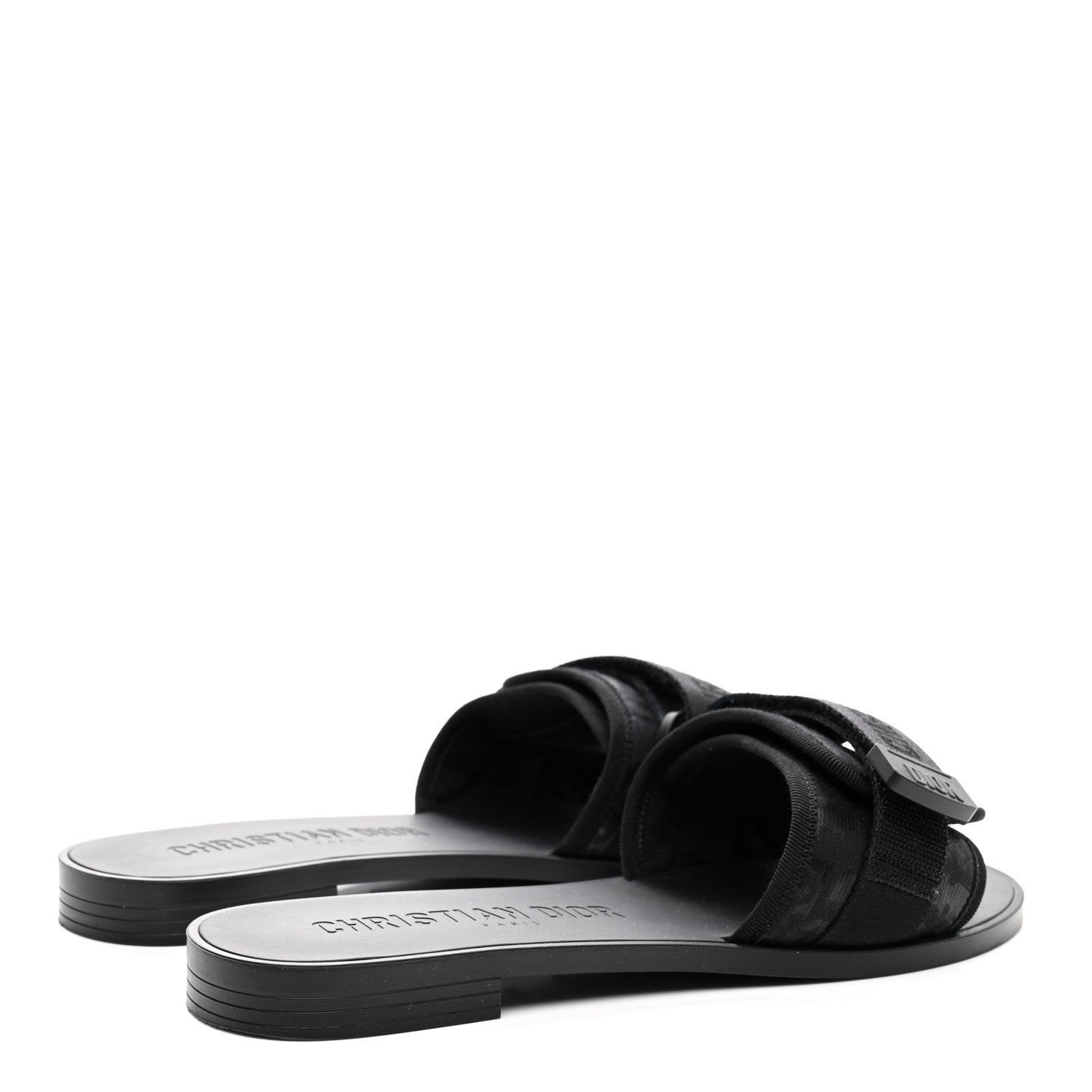 Christian Dior Shiny Technical Fabric Oblique Dio(r)evolution Slide Sandals 39 Black 4 of 11