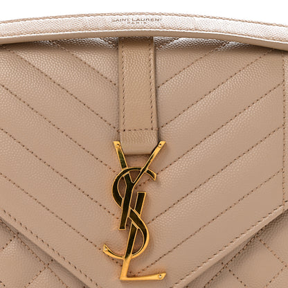 Saint Laurent Grain De Poudre Textured Mixed Matelasse Medium Triquilt Monogram Satchel Dark Beige 12 of 14